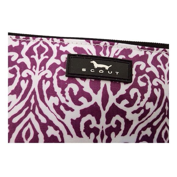 New SCOUT Kate Wristlet Zip Pouch Case Purple White Damask Cosmetic Makeup Bag - Picture 4 of 10